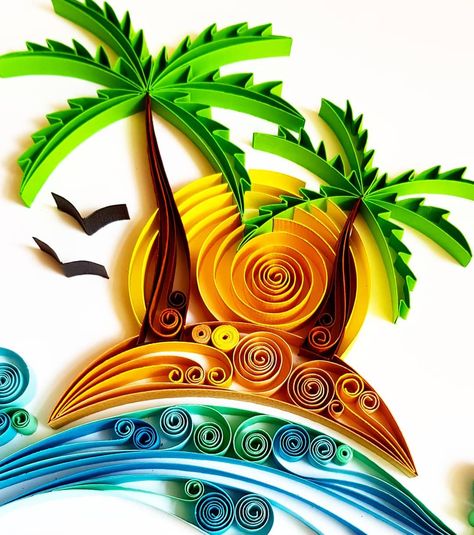 #beach #island #palm #beachlife #paperart #gift #giftideas #original #originalartwork #uniquegifts #uniquegift #giftforhim #giftforher… Teknik Quilling, Quiling Paper Art, Quilling For Beginners, Arte Quilling, Paper Quilling For Beginners, Wall Art Paper, Quilling Work, Quilled Paper Art, Quilling 3d