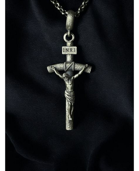 Unbelievable offer! INRI Jesus Crucifix Cross, Wooden Textured Silver Pendant, Religious Necklace, Christmas Gift, Black Friday Deals, Unisex Cross Jewelry, at an incredible price of $102.00 Don't miss out on this sensational deal! #JesusCrossPendant #CrucifixForMen #ChristianCrucifix #InriCross #CrucifixNecklace #JesusOfNazareth #CrownOfThorns #JesusCrossNecklace #CrucifixionJewelry #CrucifixPendant Jesus Crucifixion, Jesus Cross Necklace, Mens Silver Pendants, Jesus Necklace, Crucifix Necklace, Christian Necklace, Mens Gold Jewelry, Saint Benedict, Jesus Cross