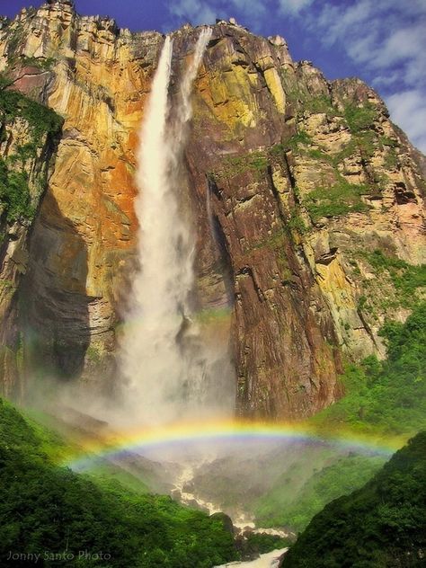 Photograph The Angel Fall by Jonny Santo on 500px Angel Waterfall, Angel Falls, Beautiful Waterfalls, The Angel, Fallen Angel, Nature Scenes, Places Around The World, A Rainbow, Amazing Nature