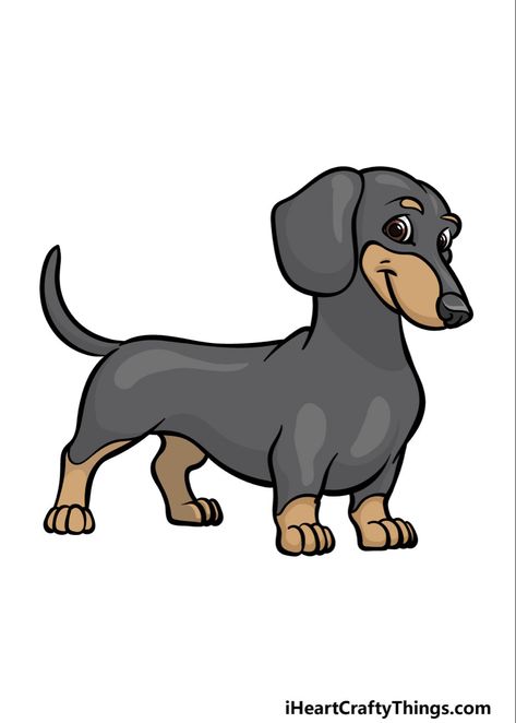 Dachshund Drawing Easy, Sausage Dog Drawing, Dachshund Drawing, Dachshund Cartoon, Dog Drawing Simple, Unusual Animal Friendships, Dog Line Drawing, Dachshund Silhouette, Canine Drawing