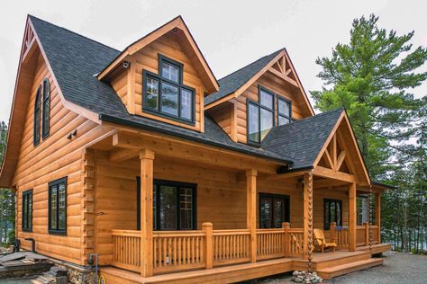 Timber Frame Ceiling, Modular Log Homes, Log Home Builders, Cabin Style Homes, Kitchen View, Log Home Designs, Log Cabin Ideas, Log Home Plans, Home Cottage