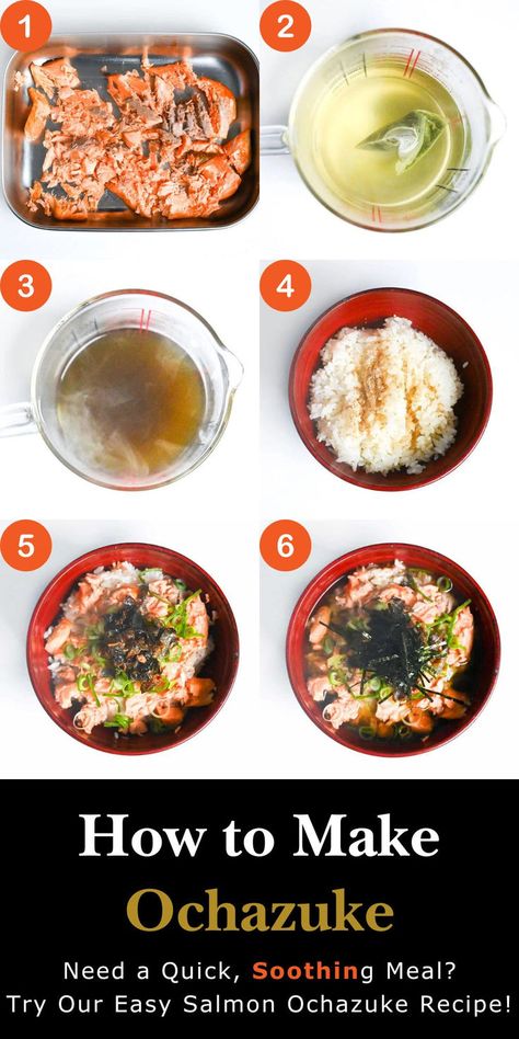 Why not try making your own ochazuke with our homemade salmon recipe? It's a traditional Japanese dish that's perfect for using up leftover rice and ingredients. Plus, it features a pour-over of green tea that brings out the best in simple, fresh toppings. Let us know how it goes! 🍽️ Tea On Rice, Korean Food Side Dishes, Sushi Recipes Homemade, Leftover Rice, Easy Salmon, Cooked Rice, Pizza Recipes Homemade, Ramen Recipes, Sushi Recipes