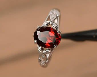 Butterfly Engagement Ring, Exclusive Engagement Rings, Rings Pandora, White Gold Promise Ring, January Birthstone Rings, Garnet Engagement Ring, Red Garnet Ring, Handmade Jewelry Ring, January Birthstone