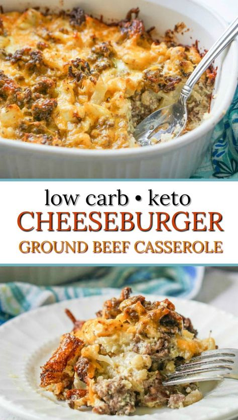 Ground Beef Cauliflower, Beef Cauliflower, 1200 Calorie Diet Meal Plans, Cheesy Ground Beef, Low Carb Low Fat Recipes, Cheeseburger Casserole, Low Carb Casseroles, Ground Beef Casserole, Low Carb Lunch