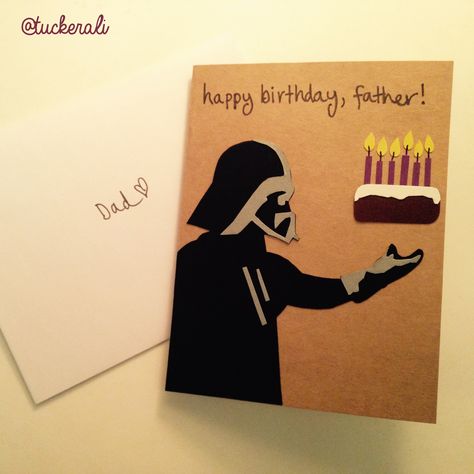 Today in Ali does crafts... Darth Vader birthday card for dad! #birthdaycard #cards #birthday #dad #birthdaycardfordad #starwars #darthvader #cake Mom Images, Birthday Card Pictures, Birthday Presents For Dad, Creative Birthday Cards, Cool Birthday Cards, Dark Vador, Simple Birthday Cards, Easy Cards, Homemade Birthday Cards