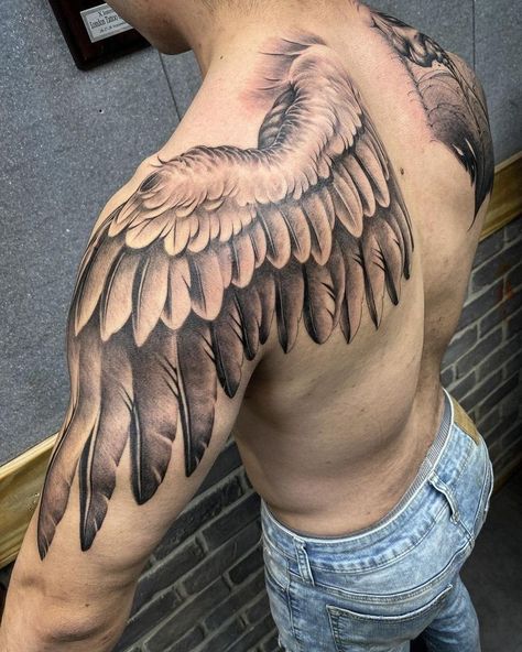 Feather Tattoo For Men, Tatto Designs, Tato Phoenix, Wing Tattoo Men, On Tattoo, Realistic Tattoo Sleeve, Devil Tattoo, Wing Tattoo Designs, Men Tattoo