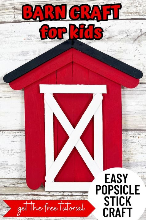 This popsicle stick barn craft is perfect for preschoolers and elementary aged children. Farm craft for kids. farm theme activity for kids. preschool craft. craft stick craft Barn Craft, Barn Crafts, Christmas Sides, Farm Craft, Craft Sticks, Acrylic Craft Paint, Toilet Paper Roll Crafts, Popsicle Stick Crafts, Popsicle Stick