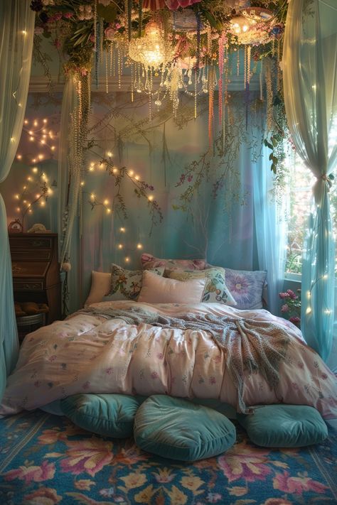 Create Your Dreamy Fairy-Tale Bedroom: Magical Decor Ideas to Inspire Fairytale Room Aesthetic, Princess Bedroom Ideas, Room Bloxburg, Decorated Bedroom, Zen Room Decor, Princess Ideas, Fairytale Bedroom, Princess Bedrooms, Men's Bedroom