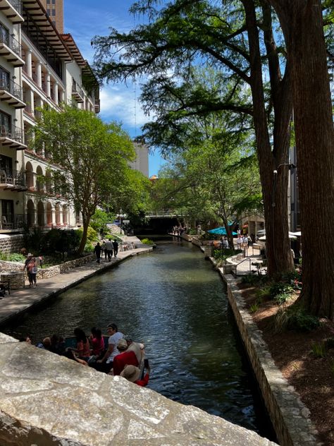 The photo is of the San Antonio Riverwalk during the summer from one of the many bridges that cross over the waterway San Antonio River Walk, San Antonio Riverwalk, San Antonio River, River Walk, The View, San Antonio