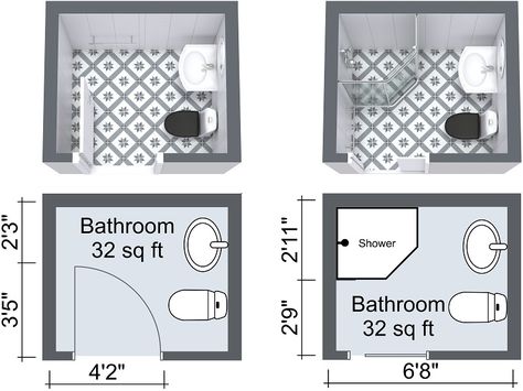 Small bathroom design layout. easy to instal and save place. Find your favorite at www.gorgeoustubs.com Small Bathroom Floor Plans, Small Bathroom Plans, Bathroom Floor Plan, Bathroom Layout Ideas, Very Small Bathroom, Small Bathroom Layout, Bathroom Plan, Bathroom Dimensions, Bathroom Layouts