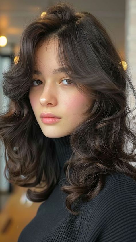 Trendy New Haircuts For Women, Short Haïr Cut With Bangs, Face Framing Curtain Bangs On Curly Hair, Cute Hairstyles With Bangs Medium, Collarbone Length Hair Wavy, Long Bang Haircut, Short Haircut For Long Face, Front Bangs With Medium Hair, Face Framing Curtain Bangs On Short Hair