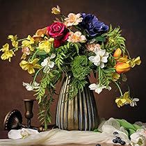 Faux Flowers In Vase, Spring Flower Arrangements Centerpieces, Artificial Floral Centerpieces, French Oil Painting, Spring Flower Arrangements, Dining Room Centerpiece, Coffee Table Centerpieces, Flowers In Vase, Centerpiece Table