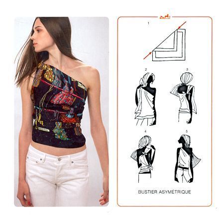 6 Ways to Turn a Scarf Into A Fashion Top | Fashionelle Studio Scarf Knots, Ways To Wear A Scarf, How To Wear A Scarf, Scarf Shirt, Tie Scarf, Scarf Top, Hermes Scarf, Scarf Tying, How To Wear Scarves