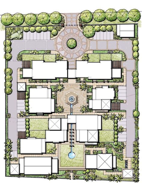 Masterplan Architecture Drawing, Landscape Resort Design, Master Plan Design Architecture, Site Planning Architecture, Site Layout Architecture, Space Planning Architecture, Landscape Design Ideas Architecture, Villa Resort Design Plan, Garden Design Plans Landscape