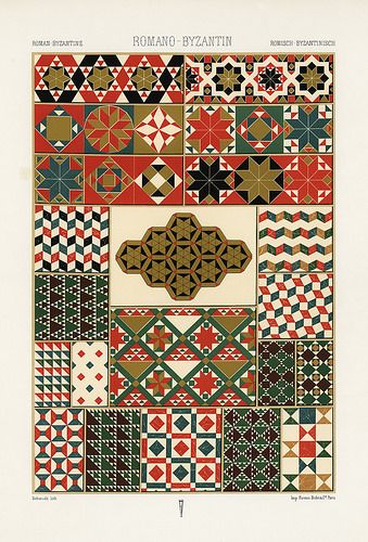 Roman-Byzantine pattern from L'ornement Polychrome (1888) by Albert Racinet (1825–1893). Digitally enhanced from our own original 1888 edition. | by Free Public Domain Illustrations by rawpixel Roman Design, Medieval Pattern, Byzantine Mosaic, Mosaic Kits, Free Illustration Images, Byzantine Art, Persian Pattern, Book Art Diy, Egyptian Art