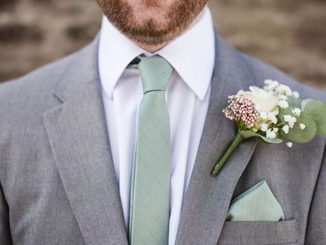 Sage Wedding Groomsmen, Gray Groomsmen Suits, Sage Green Tie, Green Wedding Suit, Groom Suit Grey, Groom And Groomsmen Suits, Groomsmen Grey, Grey Suit Wedding, Grey Suits