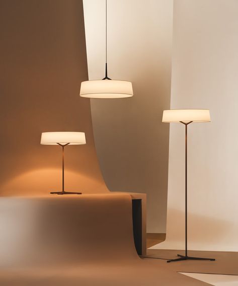 Vibia | Collections Contemporary Lighting Design, Modern Lighting Design, Circular Table, Floor Lamps Living Room, Mode Design, Living Room Flooring, Room Flooring, Contemporary Lighting, Small Furniture