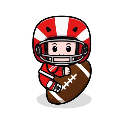 Linda ilustración de personaje de mascota kawaii de jugador de fútbol americano para pegatina, póster, animación, libro para niños u otro producto digital e impreso Painting Kids, American Football Players, Game Ui, Painting For Kids, American Football, Fridge Magnets, Face Painting, Character Illustration, Football Players