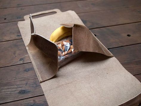 Leather Lunch Bag, Diy Lunch, Diy Leather Projects, Fabulous Diy, Sewing Leather, Lunch Tote, Design Sponge, Bags Tutorial, Leather Projects