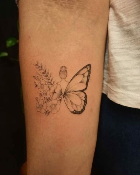 Angel Butterfly Tattoo, Butterfly Wings Tattoo, Butterfly Wing Tattoo, Baby Angel Tattoo, Memorial Tattoo Quotes, Angel Butterfly, Criss Angel, Places To Get Tattoos, Only Angel