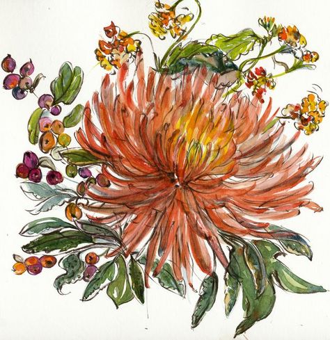 Mums Flowers Drawing, Painted Round Tables, French Country Cottages, Orange Mums, Planting Mums, Orange Spider, Spider Mums, Fall Mums, Country Cottages