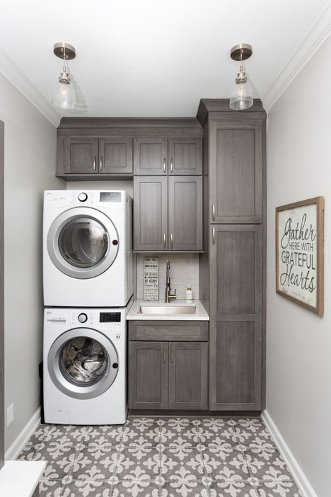 18 Excellent Traditional Laundry Room Designs You Need Organisation, Stackable Washer Dryer Laundry Room Sink, Small Laundry Room Stackable Washer, Tower Laundry Room Ideas, Extra Small Laundry Room Ideas, Kitchen Laundry Room Ideas, Small Laundry Room Stacked Washer Dryer, Laundry Room Small Space Ideas, Lg Washtower Laundry Room Ideas