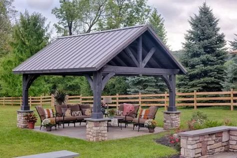 Stunning Garden Pavilions For You | Shade Your Garden Today Molde, Octagon Gazebo, Wood Pavilion, Garage Build, Wooden Pavilion, Outdoor Cabana, Patio Pergola, Outdoor Pavilion, Garden Pavilion