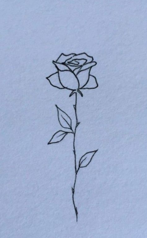 Beautiful small rose stencil tattoo designs Stick Rose Tattoo, Croquis, Small Detailed Rose Tattoo, Outline Of A Rose Tattoo, Rose Tattoo Design Minimalist, Simple Tattoos To Practice, How To Draw Small Roses, Easy Rose Tattoo Design, Small Rose Drawing Simple