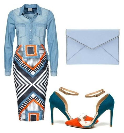 Houstonhautechicboutique.com Style For 40 Year Old Women, Afrikaanse Mode, Work Attire, Mode Inspiration, Blue Jean, Work Fashion, Outfits Casuales, Denim Shirt, Look Fashion