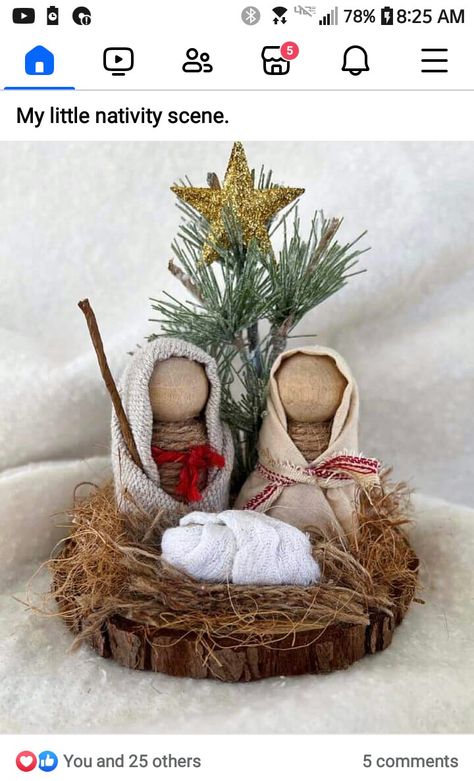 Xmas Nativity Ideas, Handmade Nativity Scene, Small Wooden Nativity Diy, Kids Christmas Crafts Nativity, Handmade Gift For Newborn, Clay Pot Nativity, Diy Nativity Scene Indoor, Salt Dough Nativity Scene, Diy Nativity Manger