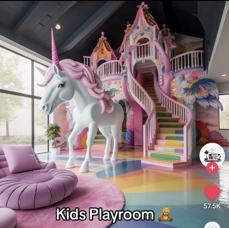 Ball Pit With Slide, Princess Bedrooms, Luxury Kids Bedroom, Unicorn Bedroom, Dream Bedroom Inspiration, Kids Room Interior Design, House Dream, Kids Bedroom Inspiration, Store Hacks