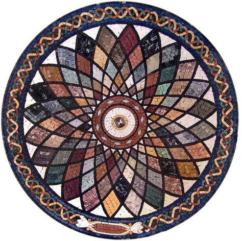 Artistic Marble Mosaic Medallion. MM018 Mosaic Tile Table, Mosaic Medallion, Mosaic Tile Art, Mosaic Stained, زجاج ملون, Custom Mosaic, Mosaic Artwork, Handmade Mosaic, Floor Art