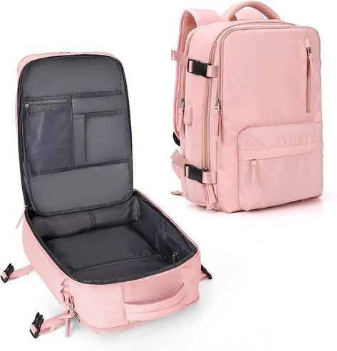 Amazon.com: Large Travel Backpack Women, Carry On Backpack,Hiking Backpack Waterproof Outdoor Sports Rucksack Casual Daypack with USB Charging Port Shoes Compartment,Pink… : Sports & Outdoors Personal Item Bag, Travel Backpack Carry On, Carry On Backpack, Hand Luggage, Laptop Backpack, Travel Backpack, Carry On, Laptop, Travel