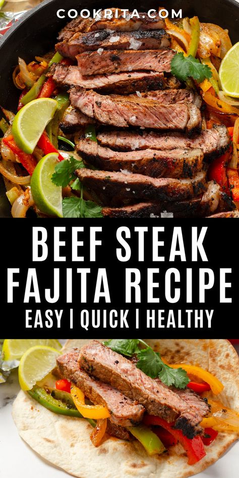 Discover the best skillet steak fajitas with a simple marinade that packs a punch of flavor. This recipe is perfect for busy weeknights and will have everyone asking for seconds! #skilletrecipes #steakfajitas #weeknightdinner #fajitas Sheet Pan Beef Fajitas Flank Steak, Sirloin Steak Fajitas Recipes, Easy Beef Fajita Recipe, Beef Fajitas Skillet, Fajita Meat Recipes, London Broil Fajitas, Fajita Dishes, Steak Fajita Marinade Recipe, Steak Fajitas Skillet