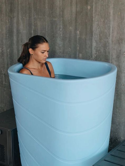 7 Ice Bath Tubs To Cold Plunge At Home  - The Good Trade Master Bath Cold Plunge, Ice Bath At Home, Diy Ice Bath Ideas, At Home Cold Plunge, Diy Ice Bath Tub, Ice Bath Tub Diy, Diy Cold Plunge Tub, Home Cold Plunge, Diy Ice Bath