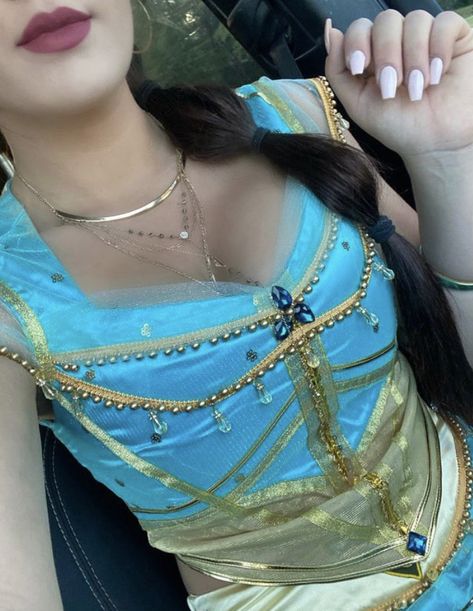 Corsetted and bejeweled adult coatume Princess Jasmine Halloween, Princess Jasmine Halloween Costume, Aladdin Live Action, Jasmine Halloween Costume, Aladdin Live, Disney Aladdin, Princess Jasmine, Aladdin, Halloween Ideas