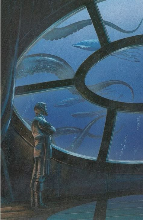 Nautilus Submarine, Tentacle Art, Captain Nemo, Science Fiction Artwork, Diving Helmet, Underwater City, Le Vide, Leagues Under The Sea, Jules Verne