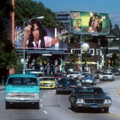 Eddie Money and Cher Billboards on Sunset Strip-1979.... Flight Shoes, The Sunset Strip, Photo Exhibit, Shoes Inspiration, Sunset Boulevard, Sunset Strip, Vintage Los Angeles, Rock N’roll, History Pictures