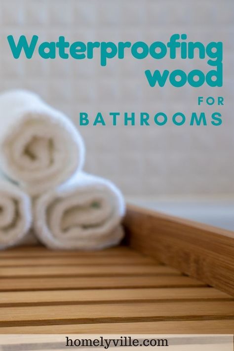 How To Seal Wood For Bathroom Vanity, Wood Bathroom Backsplash, Wood Counter Tops Bathroom, How To Make Wood Waterproof, Wood Countertops Bathroom, Wood Bathroom Countertop, Waterproofing Wood, Wooden Bathroom Countertop, Sealing Wood