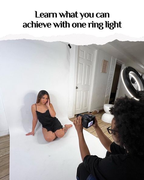 photography creativity indoor ring light white back drops Ring Light Portrait Photography, Ring Light Photography Photo Shoot, Photoshoot Lighting Setup Diy, Budoir Diy Set Up, Diy Boudiour Photoshoot Lighting, Diy Light For Photoshoot, Indoor Photoshoot Ideas Creative, One Light Photography Setup, Selfie Lighting