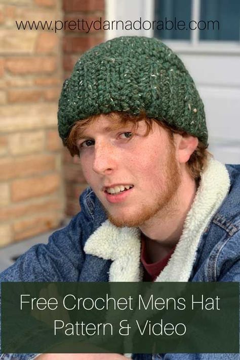 Looking for a free crochet pattern for a man's hat? This Fisherman Cap is perfect for winter. Crochet this hat in any color to match his style. The video tutorial makes it easy to follow along. Crochet Mens Hat Pattern, Mens Hat Pattern, Winter Patterns, Crochet Mens Hat, Beanie Hat Pattern, Crochet Men, Easy Crochet Hat, Hat Patterns Free, Crochet Beanie Hat