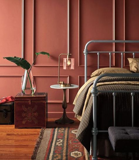 25 Terracotta Color Schemes For Your Interior Style | Home Design And Interior Behr Colors, Black Accent Walls, Paint Trends, Trending Paint Colors, Dark Bedroom, Exterior Modern, Dekorasi Kamar Tidur, Accent Wall Bedroom, Best Paint Colors