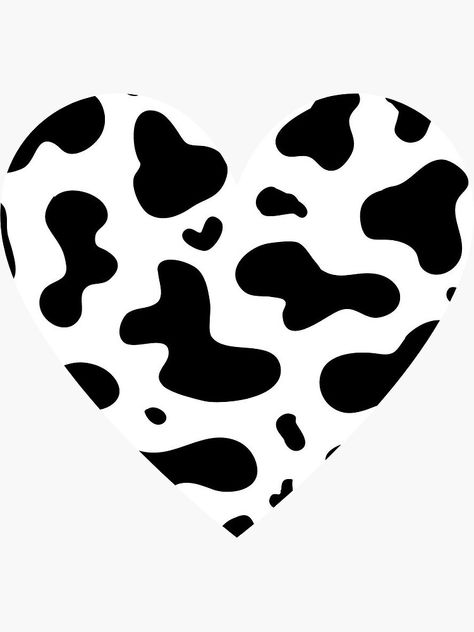 "Super Cute Heart Cow Print" Sticker by saeroun | Redbubble Cow Print Pictures, Cow Print Cricut Ideas, Cute Cow Sticker, Cow Print Heart, Heart Shirt Design, Finish The Heart, Cow Heart, Cow Stickers, Cow Print Design