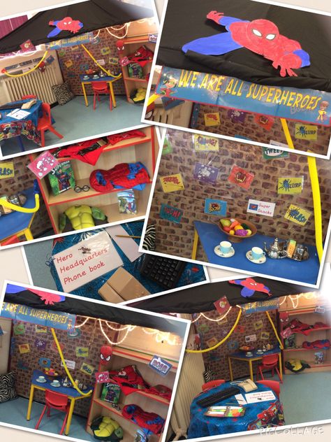 Superhero role-play, can't wait to see their faces Superhero Role Play Area, Eyfs Role Play, Eyfs Superheroes, Superheroes Eyfs, Superhero Writing, Superhero Activities, Nate The Great, Role Play Areas, Eyfs Classroom