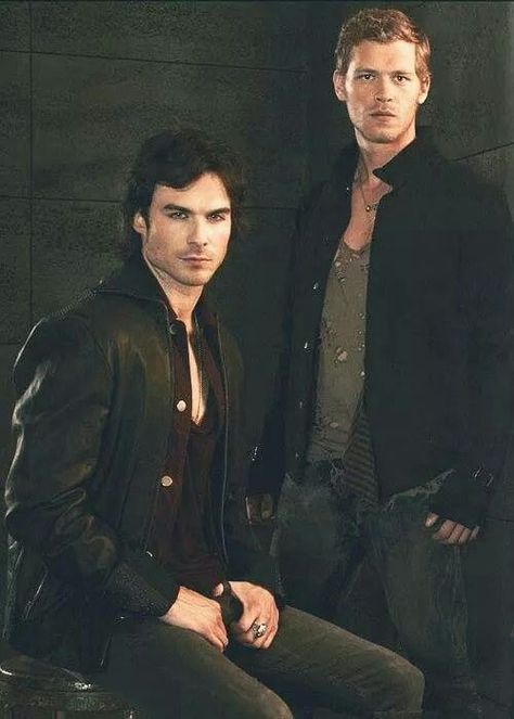 Damon Salvatore and Klaus Michaelson Klaus Mikaelson, Ian Somerhalder, Damon Salvatore, Vampire Diaries, The Story, Wall