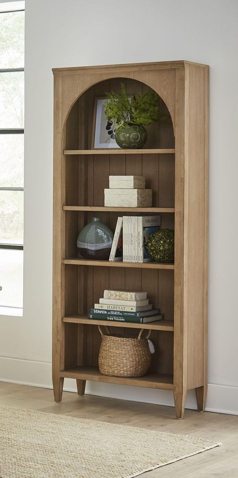 PRICES MAY VARY. Three adjustable shelves One fixed shelf Fully Assembled Wire brushed natural Light Oak finish Dimensions: 32"W x 78"H x 14"D Wall Bookcase, Open Wall, Open Bookcase, Updating House, Living Room Inspo, Book Shelf, Decoration Design, Modern Wood, Home Decor Furniture