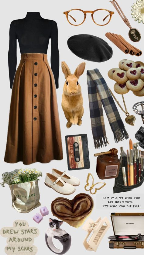 modern day azelma thenardier #azelmathenardier #azelma #lesmiserables #lesmis #vintage #orange #rabbits #fashion Maine Outfits, Librarian Chic Outfits, Librarian Aesthetic, Barista Outfits, Vintage Librarian, Librarian Chic, Dark Academia Outfits, Academia Outfits, Art Outfits