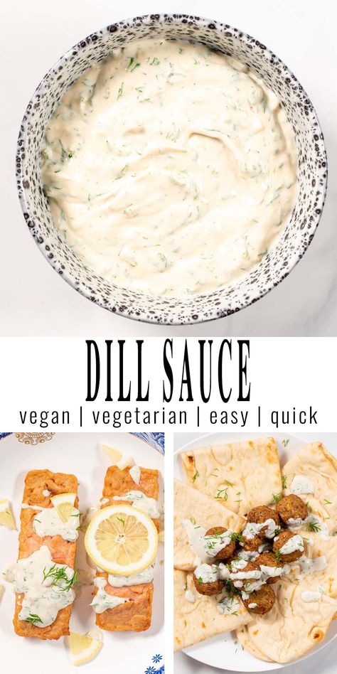 Vegan Dill Sauce, Dill Cream Sauce, Dill Sauce For Salmon, Food Sauces, Easy Mediterranean Recipes, Veggie Ideas, Creamy Dill Sauce, Sauce For Salmon, 30 Minute Meals Easy