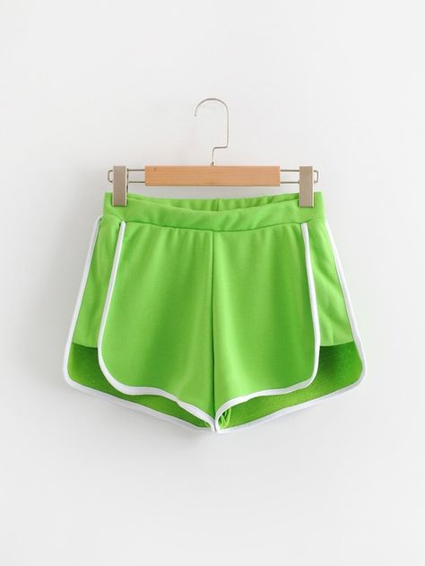 Neon Green Dolphin Shorts | SHEIN Neon Green Shorts, Green Dolphin, Sporty Wear, Neon Shorts, Dolphin Shorts, Green Neon, Mermaid Blanket, Women Shorts, Green Shorts