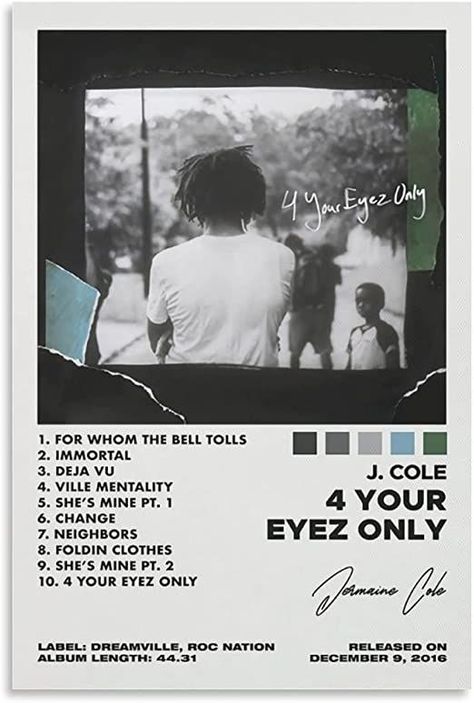 J Poster Cole 4 Your Eyez Only Album Cover Poster for Room Aesthetic Canvas Wall Art Bedroom Decor Posters 12x18inch(30x45cm) J Cole Poster, J Cole Albums, Album Cover Wall Decor, Music Classroom Decor, Rap Album Covers, Music Poster Ideas, Music Poster Design, Album Cover Poster, Music Album Covers